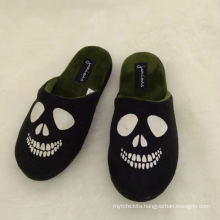 Black skull printing kids boys winter shoes for kids slipper home wear